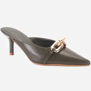 Womens "BRANDY" Pointed Toe Decorated Heeled Sandals