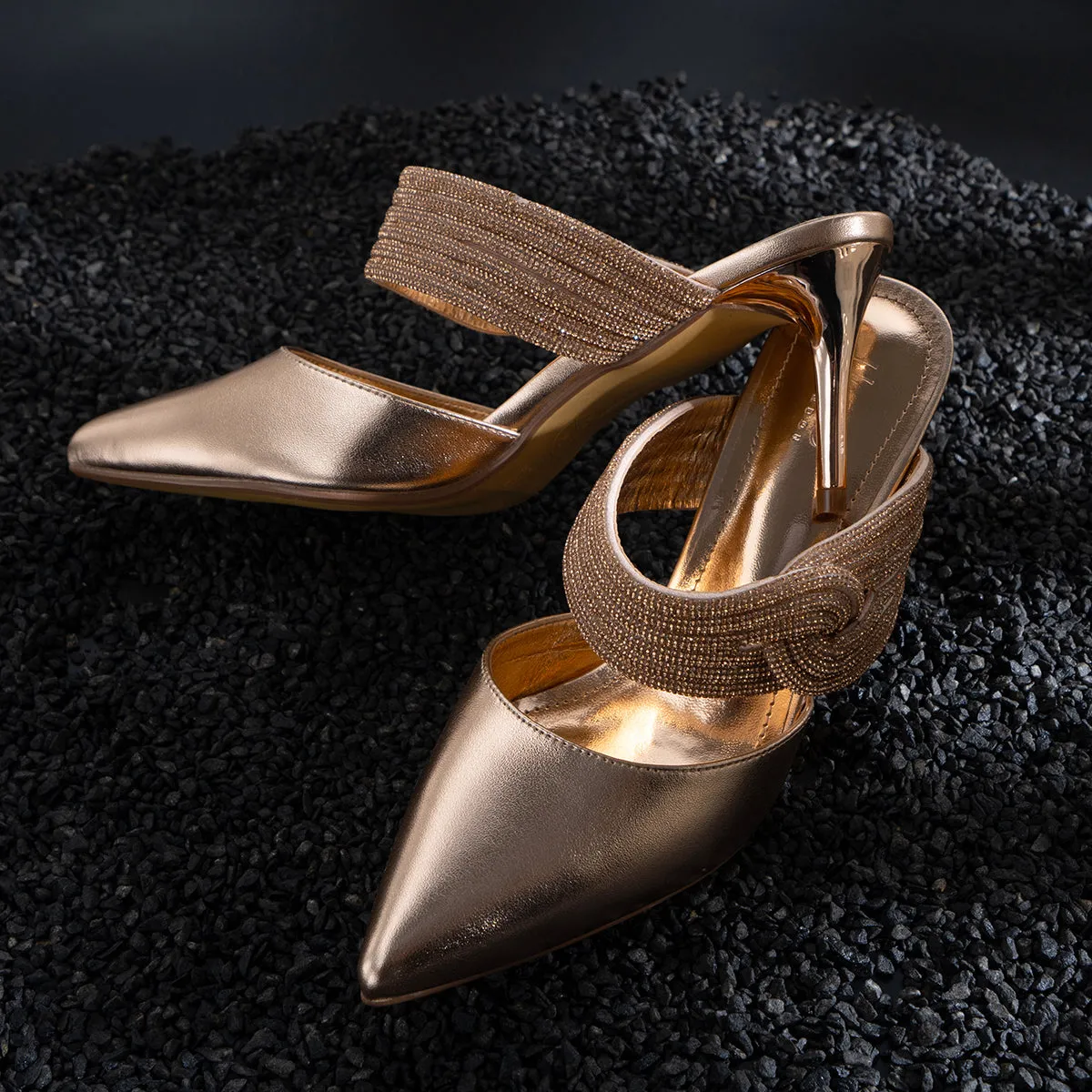 Womens "JANVOY" Embellished Pointed Toe Sandals