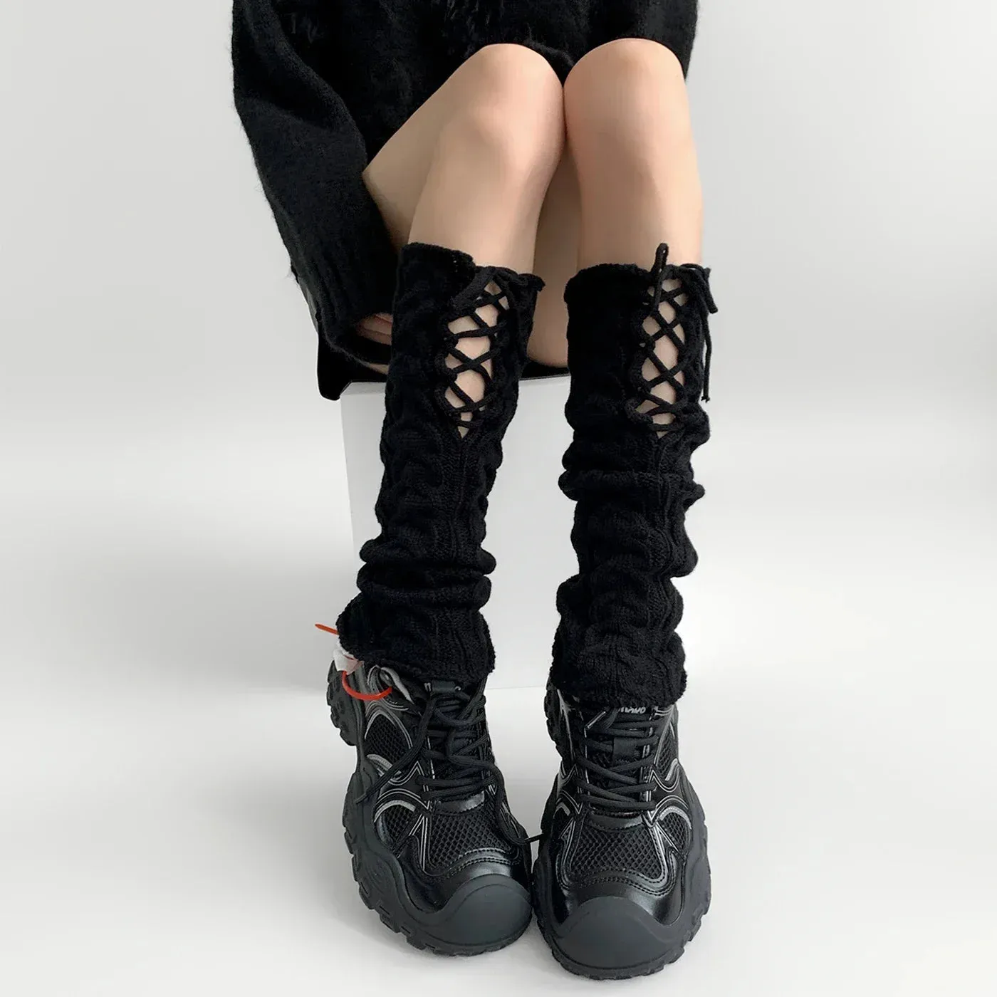 Y2K Harajuku Winter Style Strappy Knitted Leg Warmer