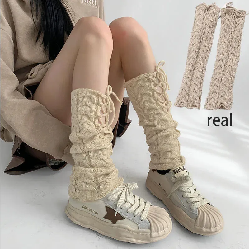 Y2K Harajuku Winter Style Strappy Knitted Leg Warmer