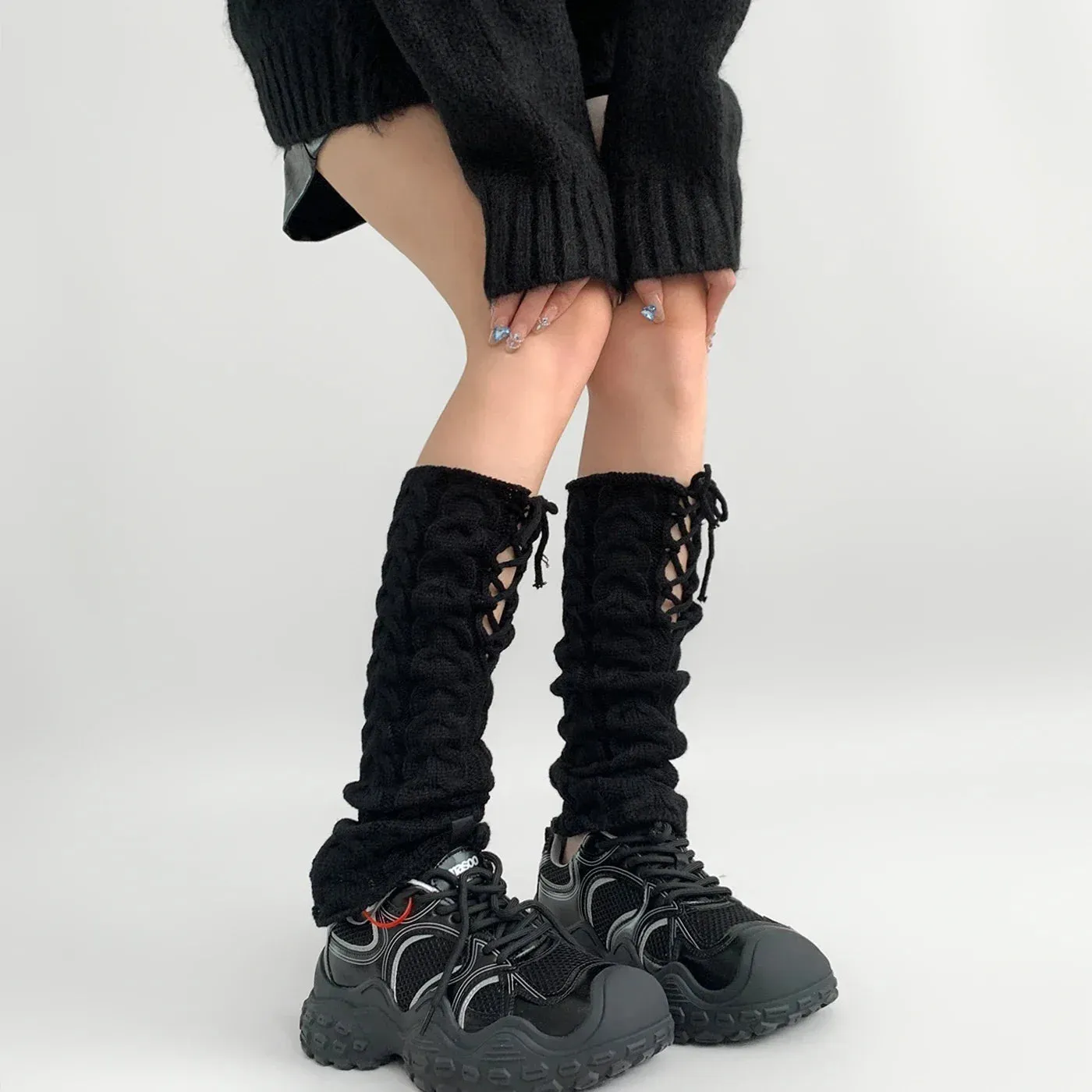 Y2K Harajuku Winter Style Strappy Knitted Leg Warmer